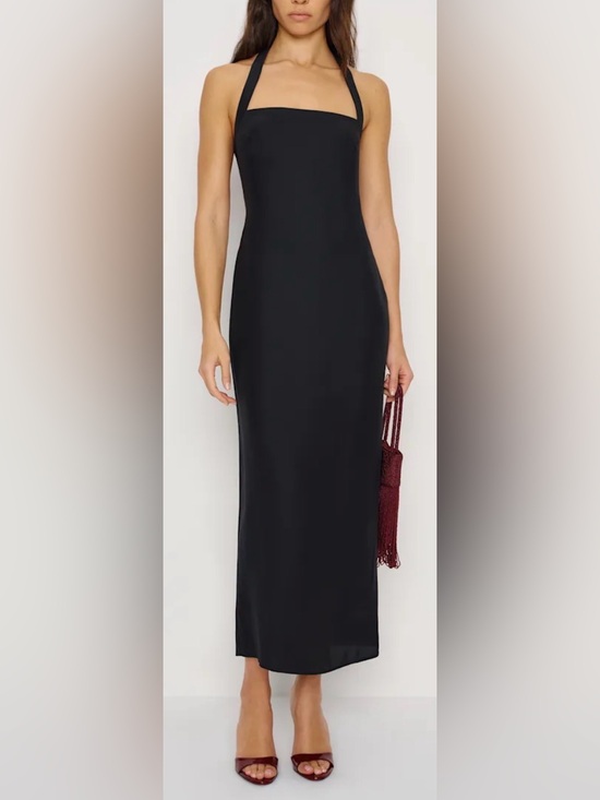 Reformation Dresses & Skirts - NEW Reformation Alli Silk Halter Midi Dress Sz 8 Black Noir